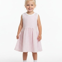 שמלה קיץ מדוגמת בד ריב 2-10 בנות (ורוד)