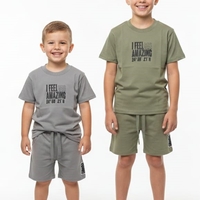 חליפה קיץ מדוגמת 2-10 בנים (ירוק/אפור)