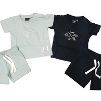 חליפה קיץ מדוגמת 6-24M תינוקות בנים (תכלת/כחול)