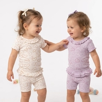 חליפה קיץ בגד גוף בד ריב 3-24M תינוקות בנות (סגול/ורוד/אפור/לבן)