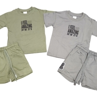 חליפה קיץ מדוגמת 2-10 בנים (ירוק/אפור)