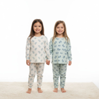פיג'מה פלאפי מדוגמת 4-14 בנות (תכלת/לבן/ורוד/אופוויט)