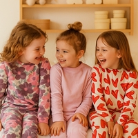 פיג'מה קטיפה טאם טאם 2-12 בנות (אדום/ורוד/סגול)