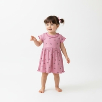 שמלה קיץ בד ריב 6-24M תינוקות בנות (ורוד/ורוד בהיר)