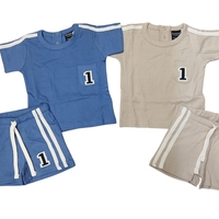 חליפה קיץ מדוגמת בד ריב 6-24M בנים (כחול/אופוויט)