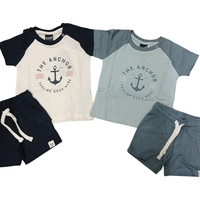 חליפה קיץ מדוגמת 6-24M תינוקות בנים (תכלת/לבן)