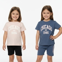 חליפה קיץ מדוגמת 2-10 בנות (כחול/ורוד)