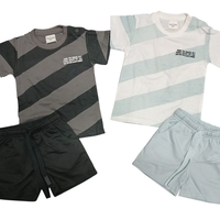 חליפה קיץ מדוגמת 12-24M תינוקות בנים (תכלת/אפור)