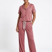 פיג'מה מכופתרת REPLAY שרוול קצר S-XXL נשים (ורוד/שחור/ירוק)