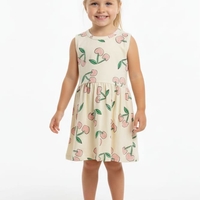 שמלה קיץ מדוגמת בד ריב 2-10 בנות (צהוב)