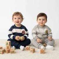 חליפה פוטר מדוגמת 12-24M בנים (אפור/כחול/שחור/ירוק)