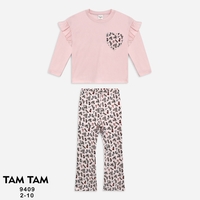 חליפה פוטר מדוגמת 12-24M תינוקות בנות (ורוד/שמנת)