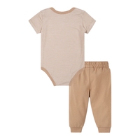 חליפת מכנס NIKE בגד גוף קצר מכנסיים ארוכים חום קרם פסים