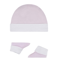 מארז כובע ונעליים NIKE ורוד בייבי לבן וי במרכז בלבן מידה 0-6 חודשים