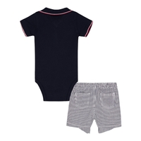 חליפת מכנס TOMMY HILFIGER פולו כחול כהה פסים קצרה