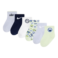 מארז 6 זוגות גרביים Nike סמיילי תכלת כחול לבן שמנת מידה 12-24 חודשים