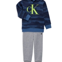 חליפת מכנס Calvin klein קפוצ'ון כחול אפור לוגו זוהר במרכז