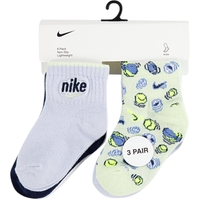 מארז 6 זוגות גרביים Nike סמיילי תכלת כחול לבן שמנת מידה 12-24 חודשים