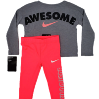 חולצת מעבר NIKE אפורה וי ורוד מקדימה AWSOME מאחור