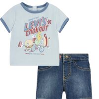 חליפת מכנס Levi’s ג׳ינס עם חולצה תכלת קצר