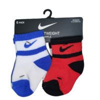 מארז 6 זוגות גרביים nike לבן שחור אדום לבן כחול מידה 6-12 חודשים