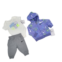 חליפת מכנס 3 חלקים NIKE סמיילי סגול לבן אפור