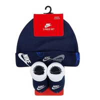 מארז כובע ונעליים NIKE כחול כהה כיתובי nike בקצה מידה 0-6 חודשים