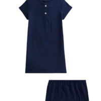 שמלת חולצה ותחתון תואם Ralph lauren בייבי כחול דובי במרכז