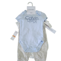 סט 3 חלקים Calvin klein בייבי תכלת לבן פסים אפור