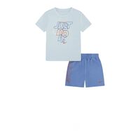 חליפת מכנס NIKE תכלת כחול ים שרוול קצר לוגו NIKE במרכז צבעוני