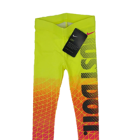 טייץ NIKE ארוך צהוב זוהר  כיתוב JUST DO IT לאורכו