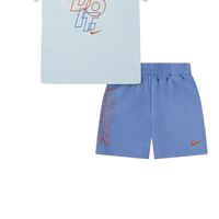 חליפת מכנס NIKE תכלת כחול ים שרוול קצר לוגו NIKE במרכז צבעוני