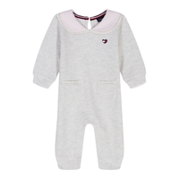 אוברול TOMMY HILFIGER פליז אפור צווארון ורוד בייבי