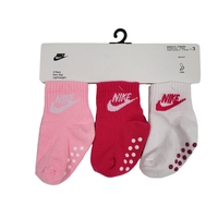 מארז 3 זוגות גרביים NIKE לבן ורוד פוקסיה ורוד בייבי מידה 6-12 חודשים