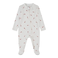 אוברול NIKE קליל ודק מבד ויסקוזה לבן הדפסי וי לאורכו באדום NB