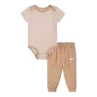 חליפת מכנס NIKE בגד גוף קצר מכנסיים ארוכים חום קרם פסים