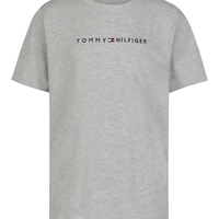 חולצת Tommy Hilfiger קלאסית אפורה כיתוב לוגו בחזה