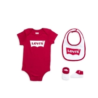 מארז לתינוקת 3 חלקים Levi's לבת אדום לבן מידה 6-12 חודשים