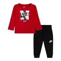 חליפת מכנס NIKE אדום שחור ארוכה הדפס N בענק