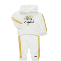 חליפת מכנס juicy couture קפוצ'ון לבן פסים בזהב