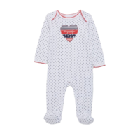 אוברול Tommy hilfiger  לבן ברקע נקודות גרפיקת לב לוגו בפנים