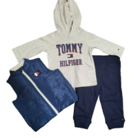 חליפת 3 חלקים Tommy hilfiger כחול אפור וסט כחול