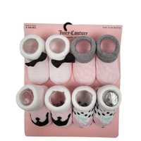 מארז 4 זוגות גרביים JUICY COUTURE מידה 12-24 חודשים ורוד לבן
