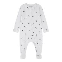 אוברול NIKE קליל ודק מבד ויסקוזה לבן הדפסי וי לאורכו בשחור NB