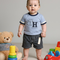 חליפת מכנס TOMMY HILFIGER תכלת מכנס פסים