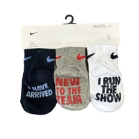 מארז 3 זוגות גרביים NIKE כחול אפור לבן מידה 6-12 חודשים
