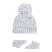 מארז NIKE כובע צמר פונפון וגרביים תואמות תכלת אפור 0-6 חודשים