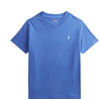 חולצת Ralph lauren כחולה צווארון וי ג'רזי פוני רקום בנים