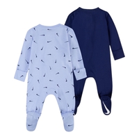 מארז זוג אוברולים קלילים ודקים מבד ויסקוזה תכלת כחול כהה