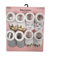 מארז 4 זוגות גרביים JUICY COUTURE מידה 12-24 חודשים לבן זהב